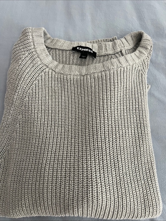 Express Sweaters - Express Light Gray Crewneck Knit Sweater